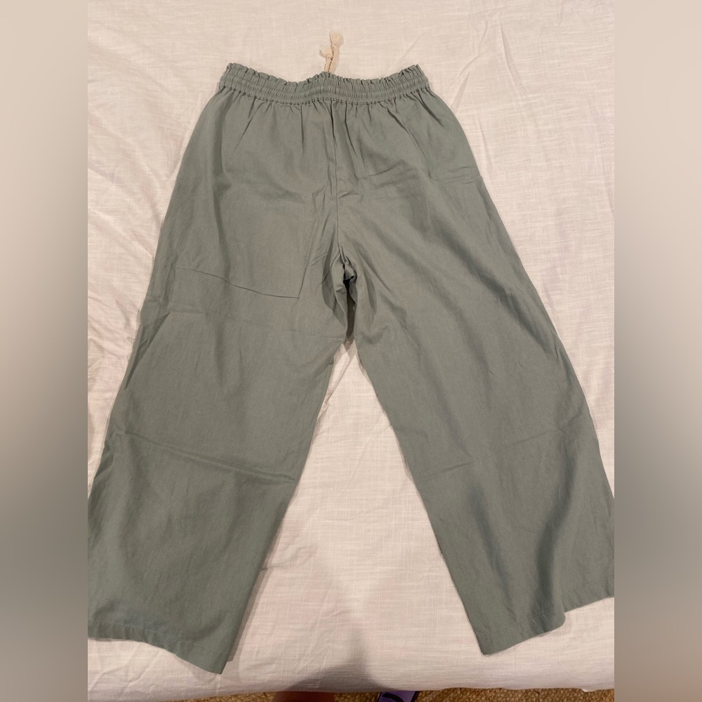 J Crew Linen Cotton Blend Paper Bag Pant Green Size 10 - Picture 5 of 15